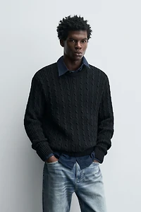 TEXTURED WOVEN SWEATER