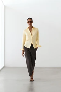 Slim fit linen blend trousers