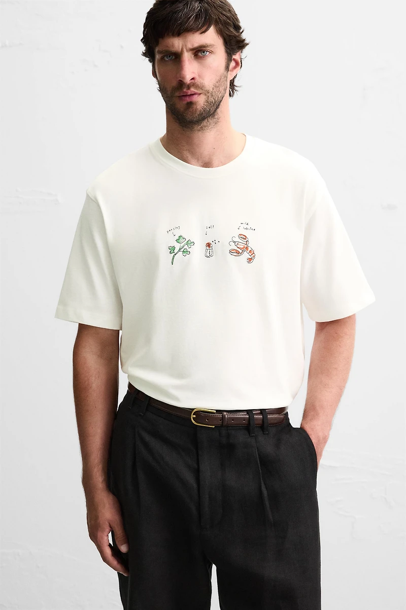 T-SHIRT BRODERIE COMBINÉE