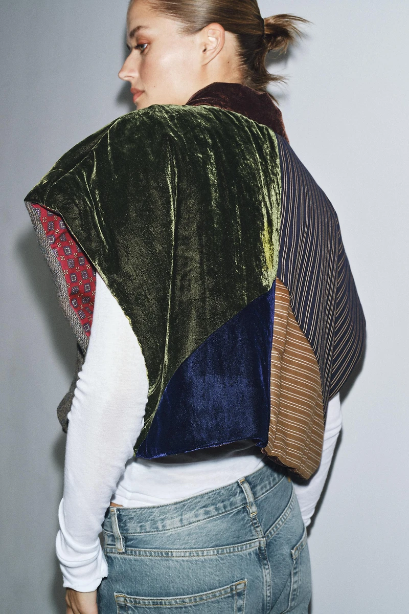 COMBINATION VELVET QUILTED JACKET