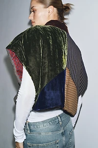 COMBINATION VELVET QUILTED JACKET