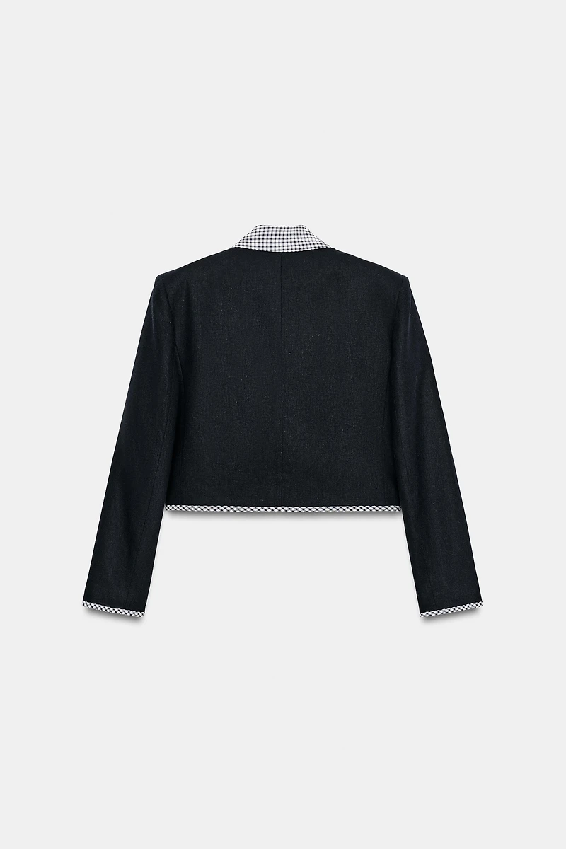 VESTE COURTE BIMATIÈRE CARREAUX VICHY