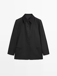 Contrast collar short coat