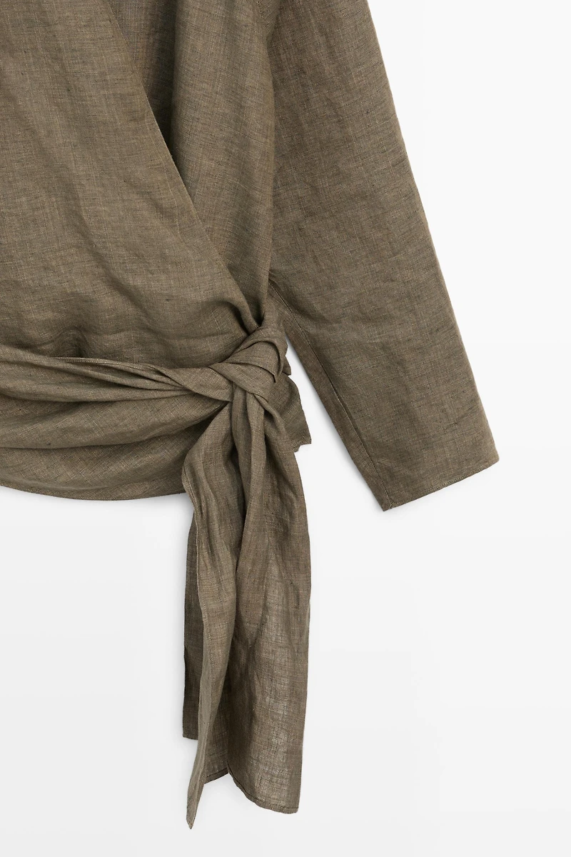100% linen shirt with tie detail