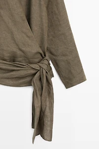 100% linen shirt with tie detail