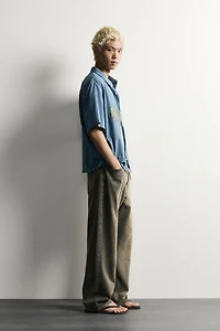 RELAXED FIT PLAID ZIPPER SHIRT