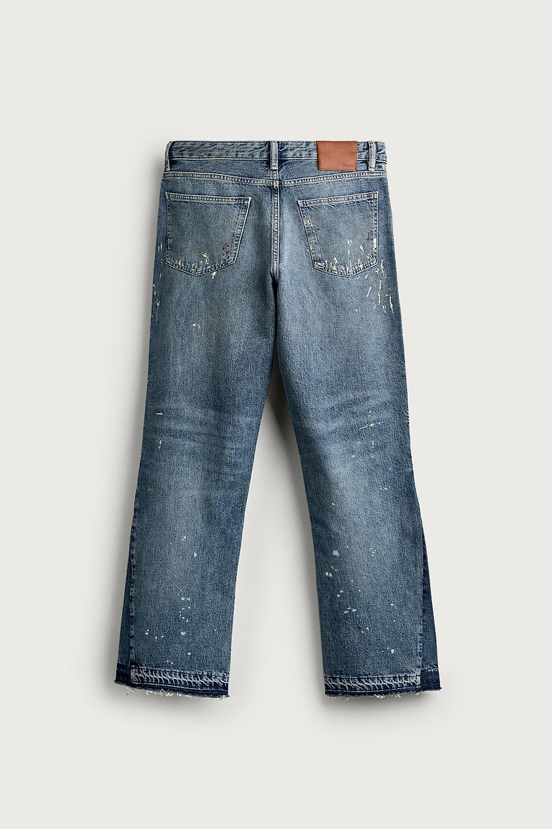 SPLATTER PRINT FLARE FIT JEANS