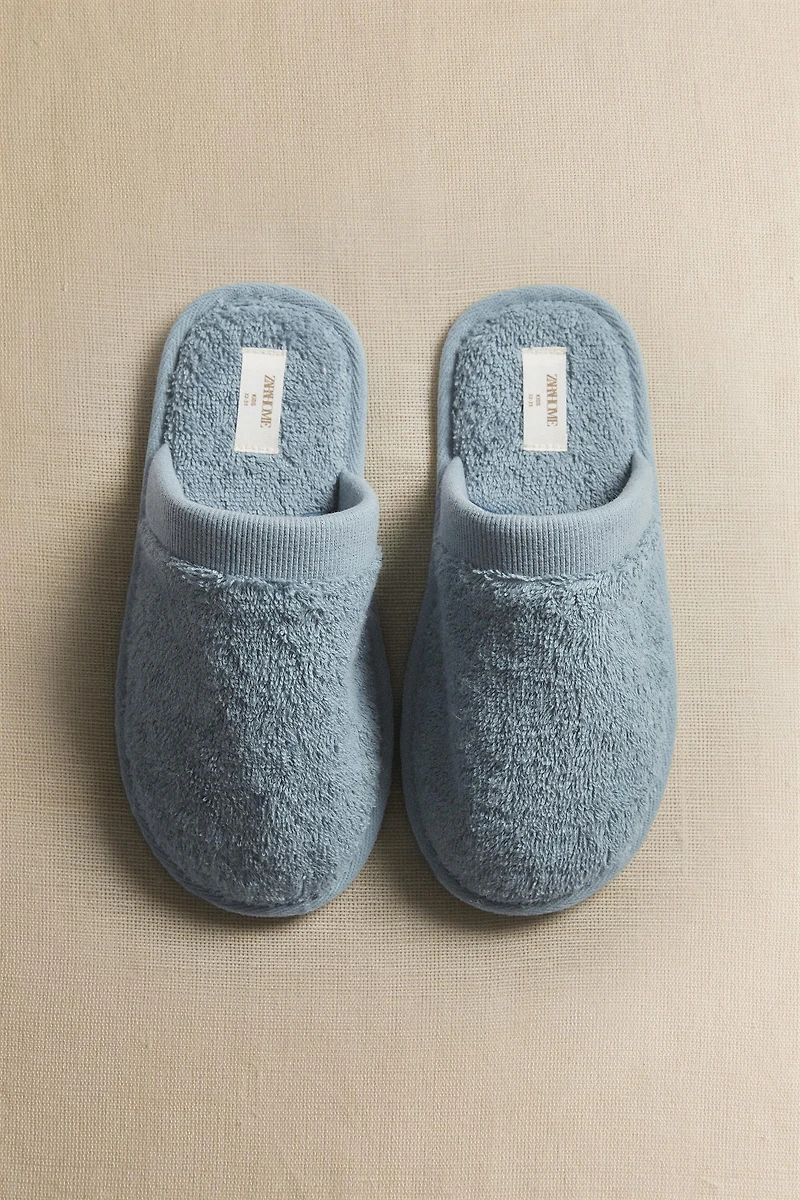 CHILDREN'S BATHROOM TERRY CLOTH MULE SLIPPERS