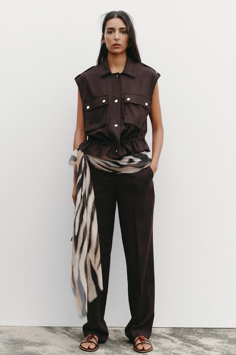 GILET CARGO AVEC LIN