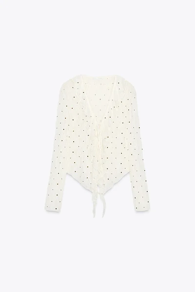 STUDDED LACE TOP