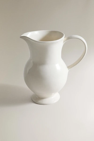 CREAM DECORATIVE CERAMIC PITCHER