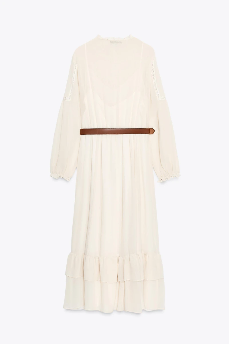 BELTED COTTON GAUZE DRESS
