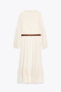 BELTED COTTON GAUZE DRESS