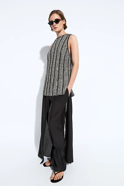 Cotton-blend flecked knit top