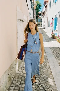 PANTALON CULOTTE CEINTURE AVEC LIN