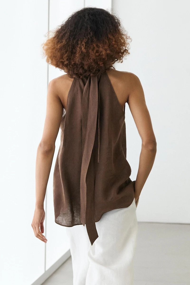 Flowing linen halter top