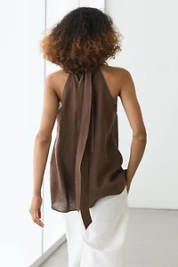 Flowing linen halter top