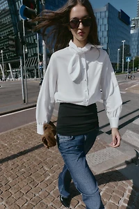 BOW POPLIN SHIRT