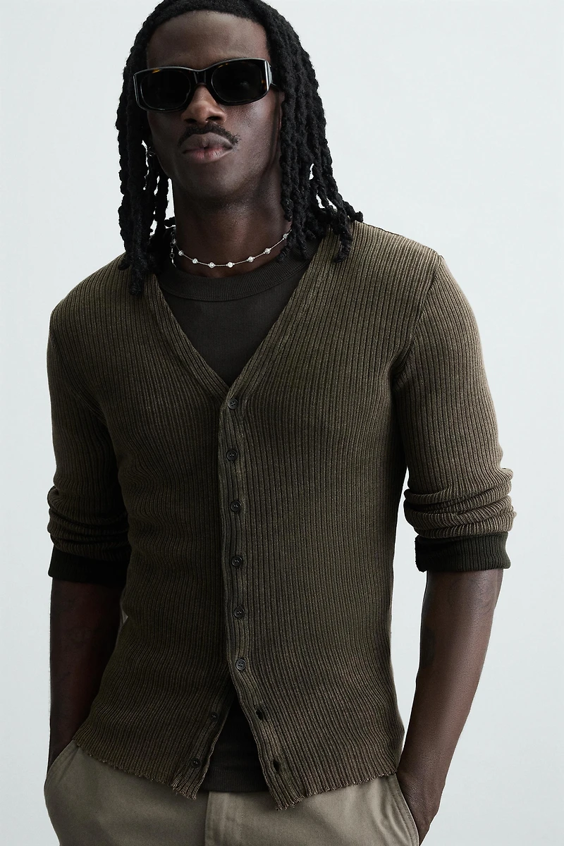 WASHED RIB CARDIGAN