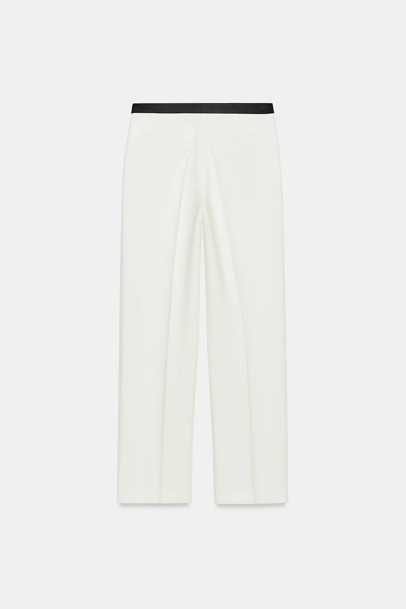 CONTRAST WAIST STRAIGHT PANTS
