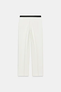 CONTRAST WAIST STRAIGHT PANTS