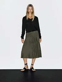 Suede leather skirt with gathered detail