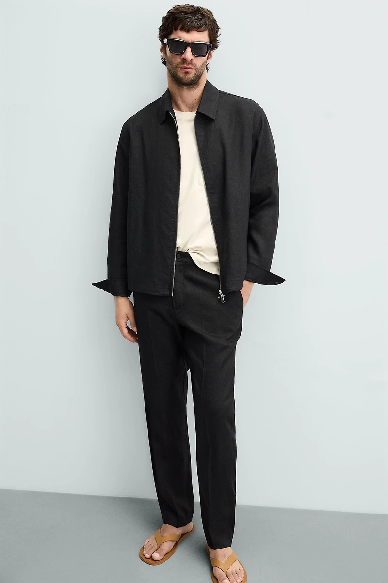 REGULAR FIT LINEN PANTS