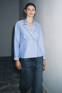 ZW COLLECTION CONTRAST PIPING WRAP SHIRT