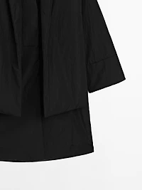 Long padded coat with scarf detail