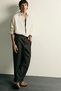 EMBROIDERED COTTON-LINEN RELAXED FIT SHIRT