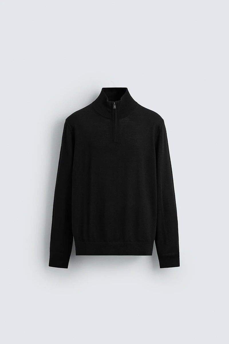100% WOOL QUARTER-ZIP SWEATER