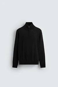 100% WOOL QUARTER-ZIP SWEATER