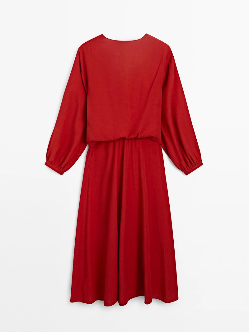 Midi dress with knotted neckline