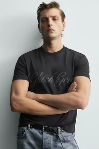 WASHED TEXT CROPPED FIT T-SHIRT