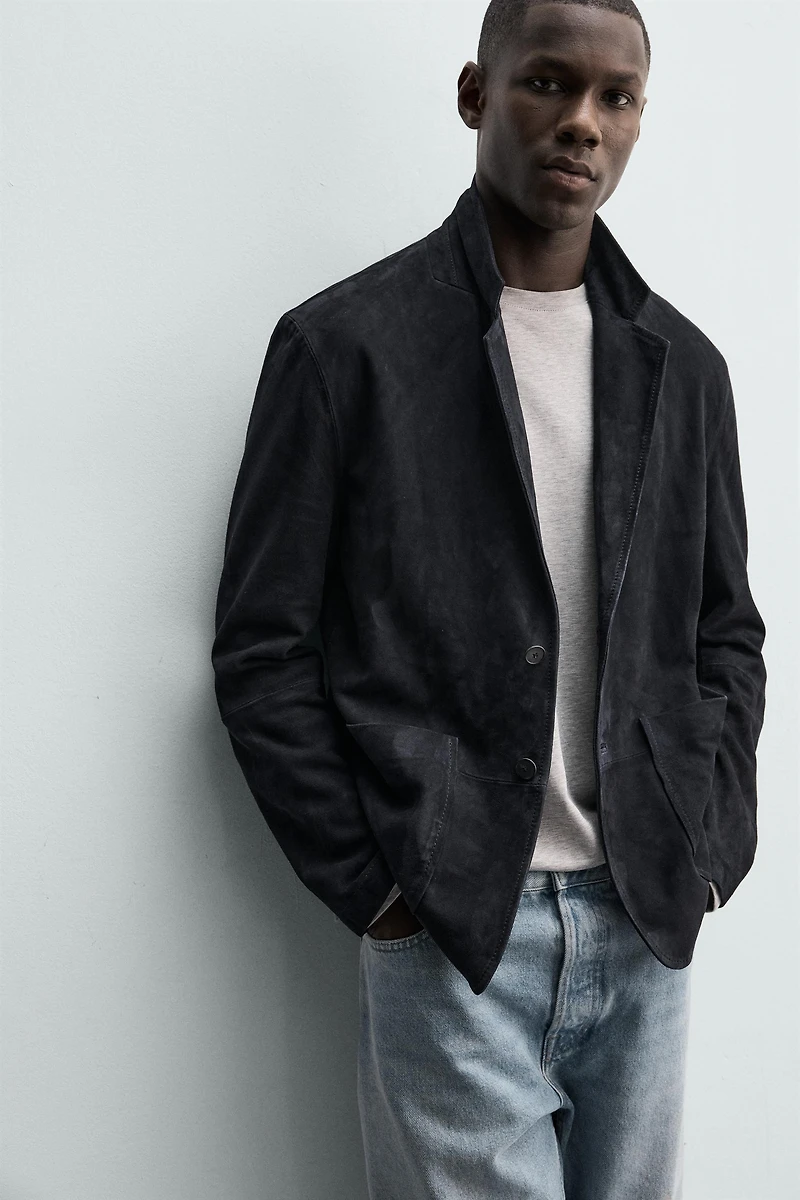 REGULAR FIT SUEDE LEATHER BLAZER