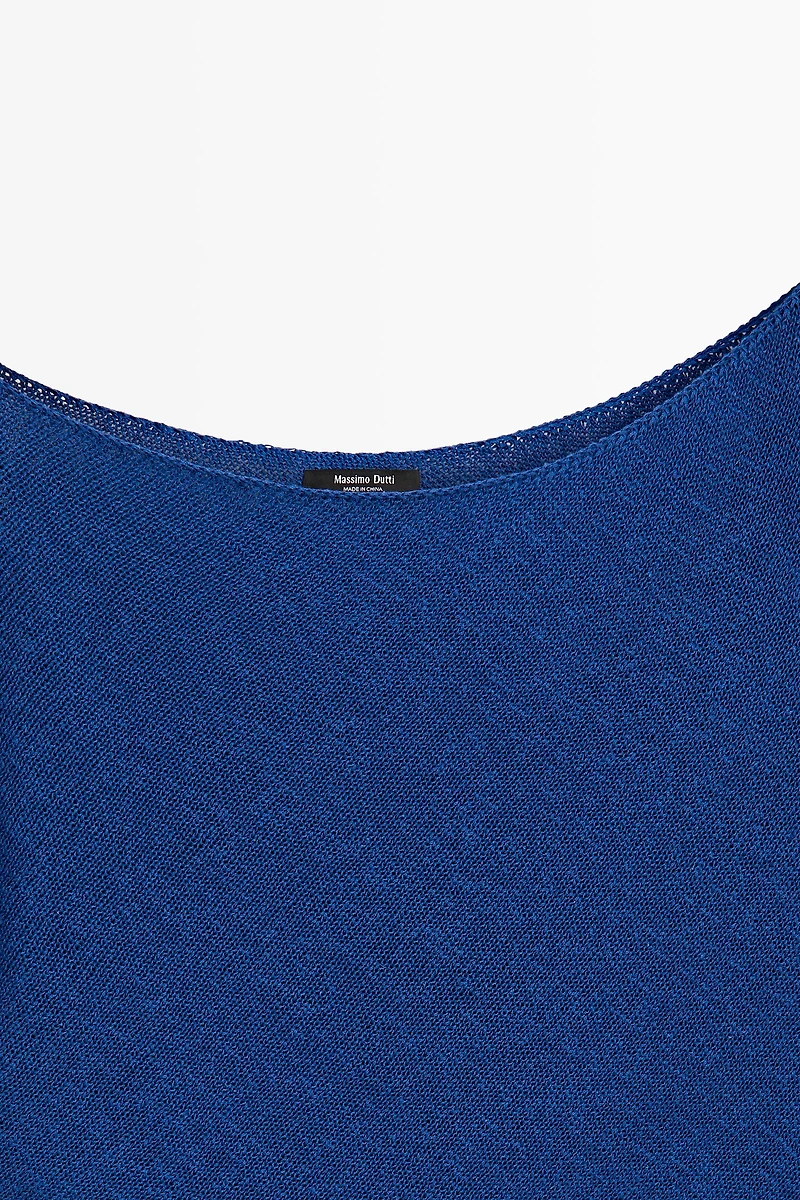 Asymmetric short sleeve linen T-shirt