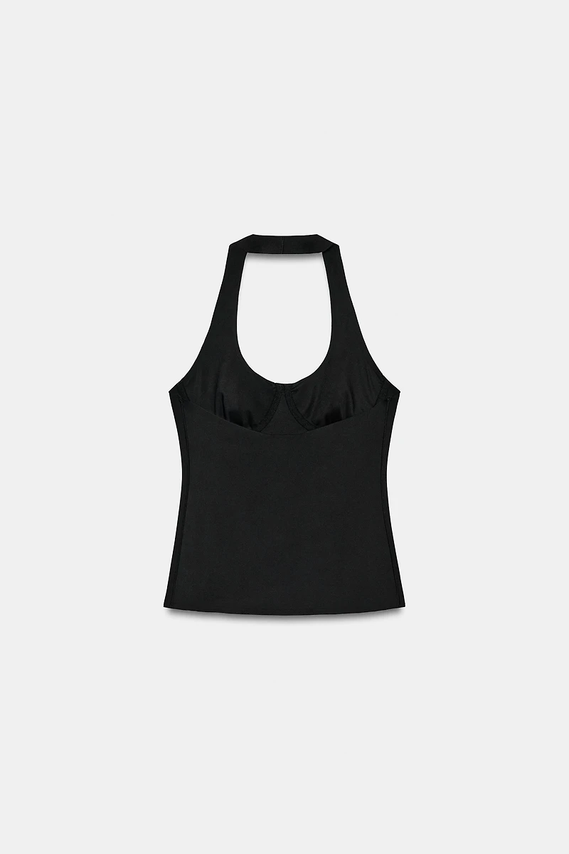 POLYAMIDE HALTER TOP