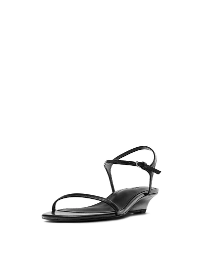 Strappy leather mid-wedge sandals