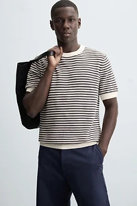 T-SHIRT EN MAILLE À DENTELLE RAYURES