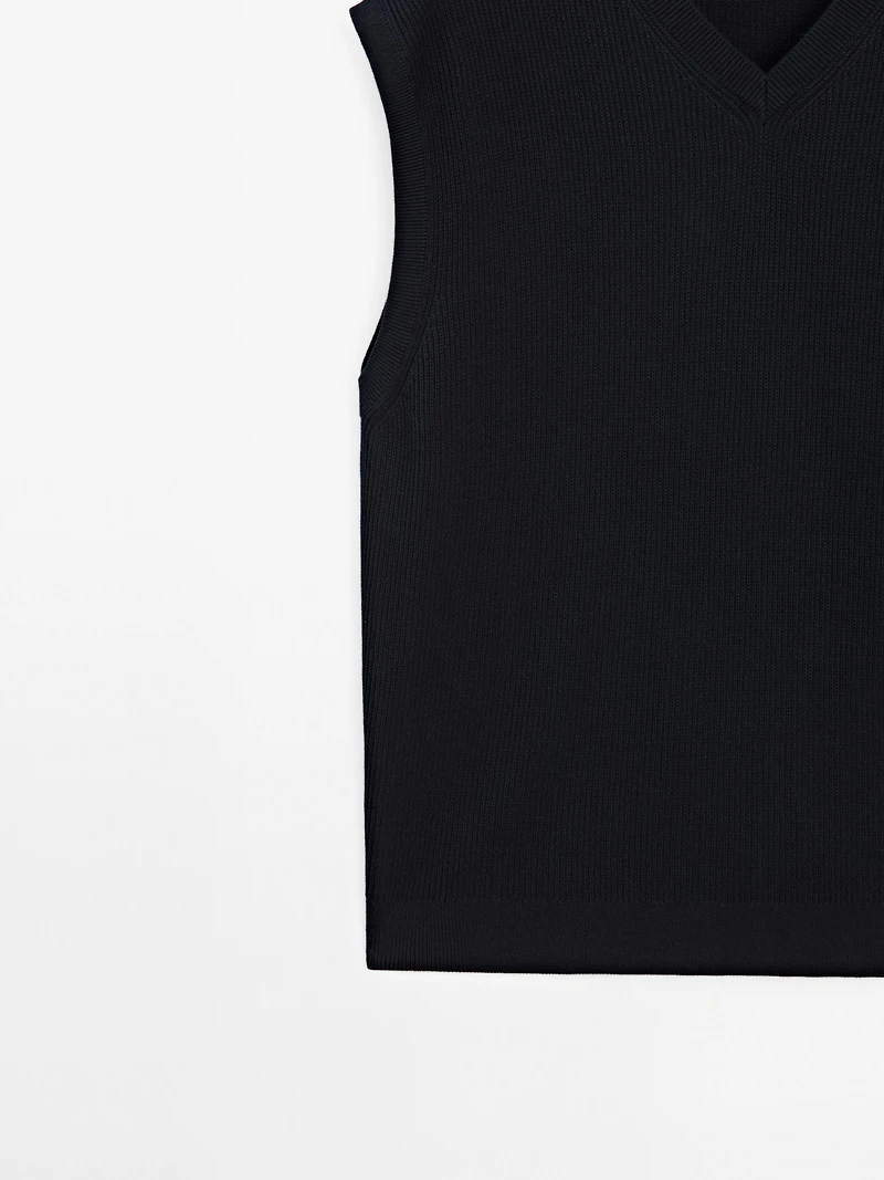 Veste sans manches en maille à col V