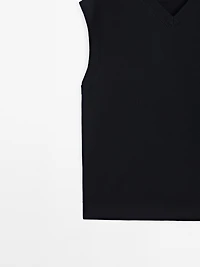 Veste sans manches en maille à col V