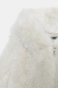 SHORT FAUX FUR HOODIE COAT