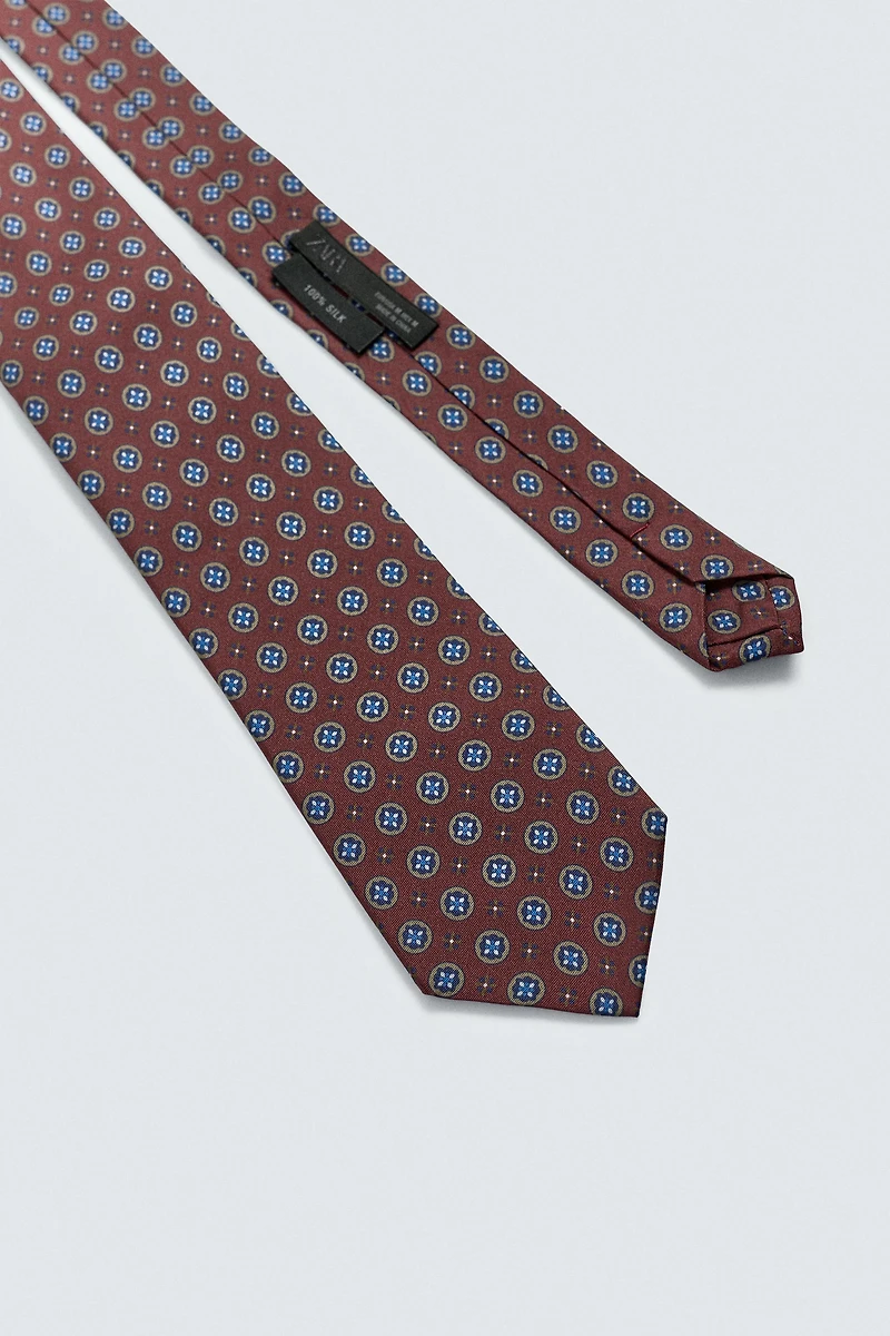 100% SILK GEOMETRIC JACQUARD TIE