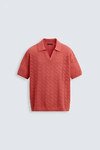 OPEN STITCH KNIT POLO SHIRT