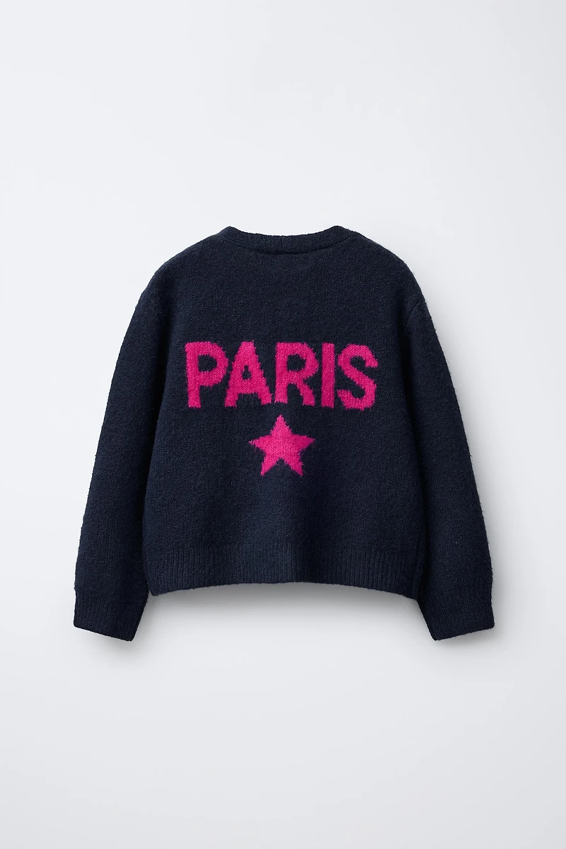 CONTRAST TEXT CARDIGAN