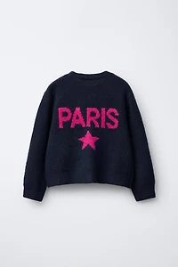 CONTRAST TEXT CARDIGAN