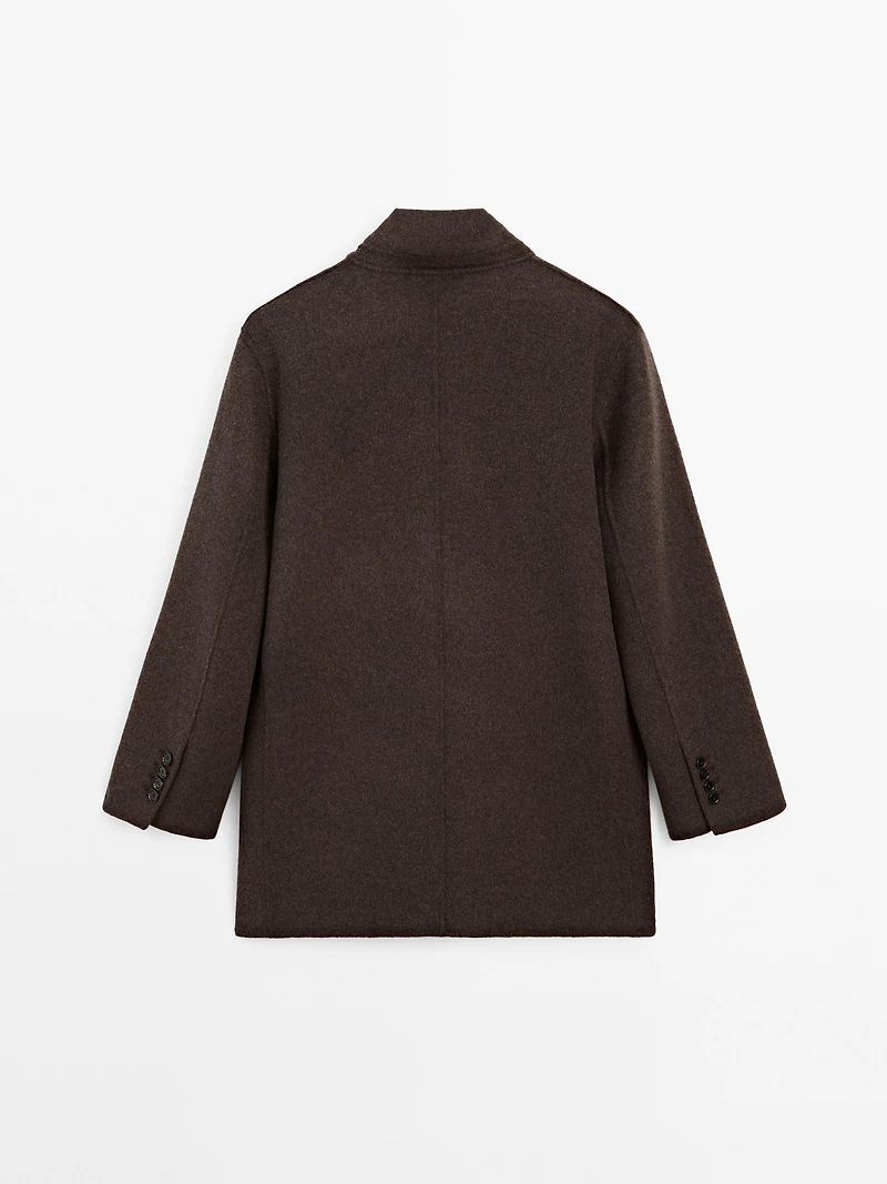 Wool blend coat with tuxedo collar