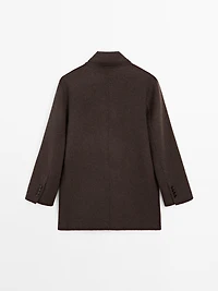Wool blend coat with tuxedo collar