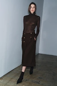 100% WOOL BUTTONED BERMUDA SHORTS ZW COLLECTION