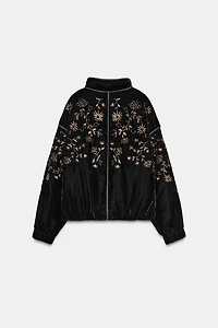 EMBROIDERED VELVET PADDED JACKET